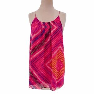 Violet + Claire Pink Colorful Squares Spaghetti Strap Flowy Top ~ Women’s XL